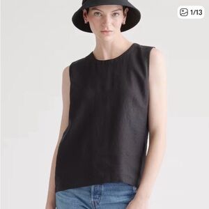 Quince European Linen Sleeveless Blouse/Tank Top Size Small in Black